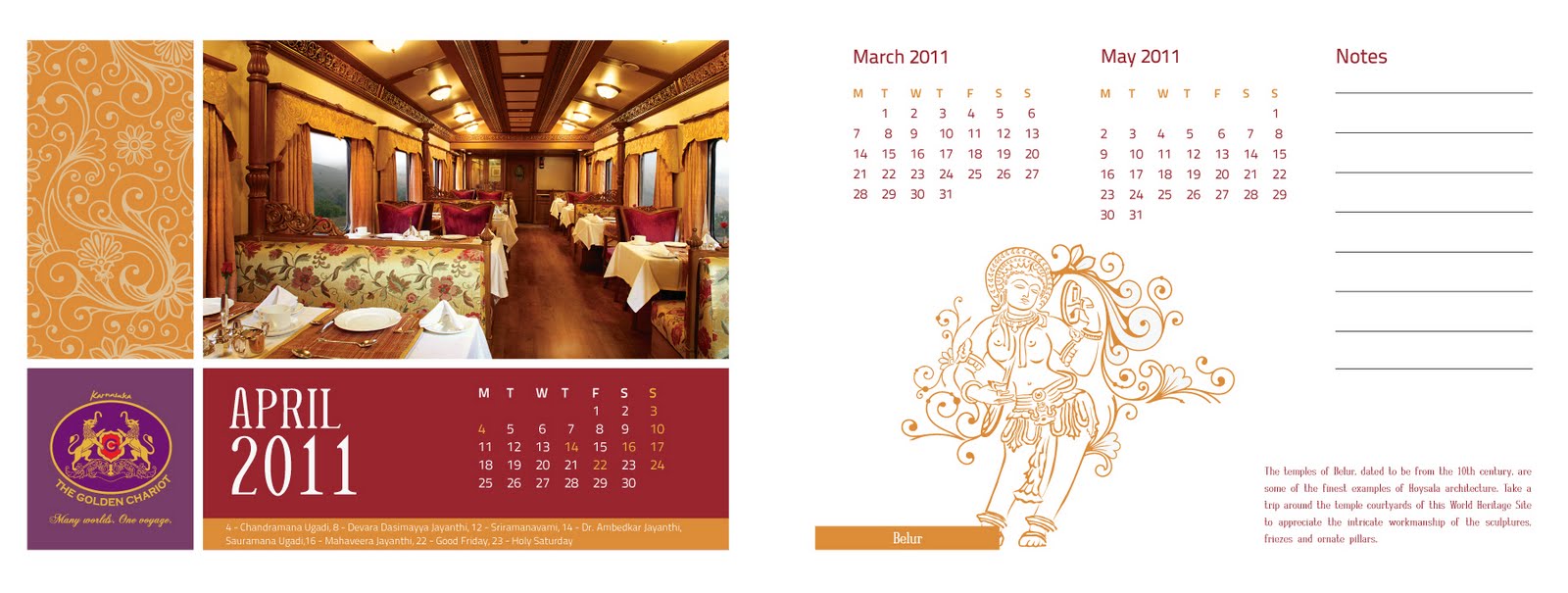 The Golden Chariot - Karnataka | Calendar mock-up - 2 | Stark Communications Pvt Ltd