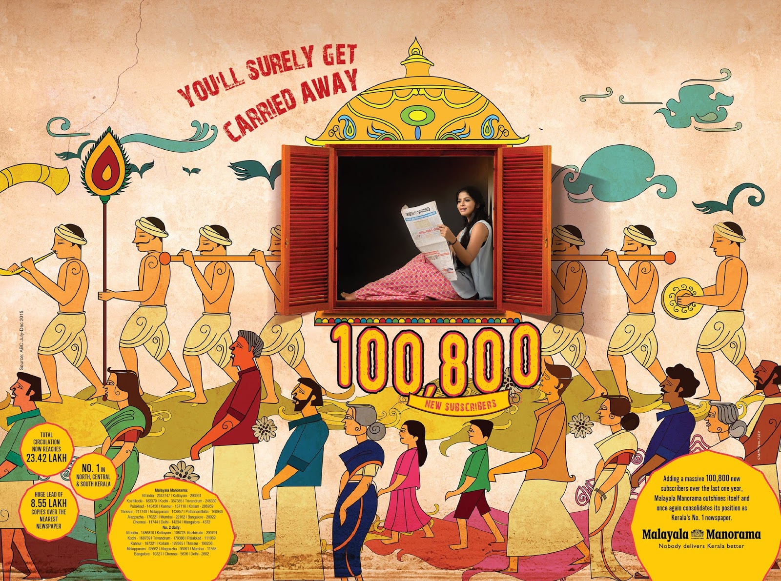 Malayala Manorama | Celebration of 100,800 New subscribers | Print mock-up 1 | Stark Communications Pvt Ltd